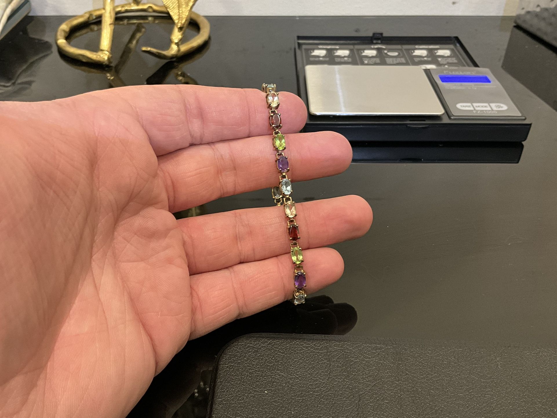.925 Silver Tennis Gemstone Bracelet 