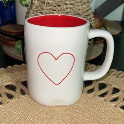 Rae Dunn Red Heart Mug Red Interior 