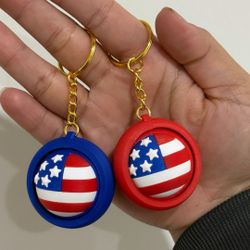 USA Soccer Ball Spinner Keychain Rotating 3D Printed United States men’s national soccer team Fan Gift Keyring American Flag Football Keychain ⚽🇺🇸