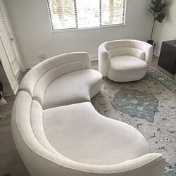 Modern Curved Couch & Love Seat
