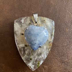 Blue Calcite Heart Pendant 
