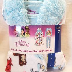 Disney Princess Kids 2-pc Pajama Set With Robe Size 7