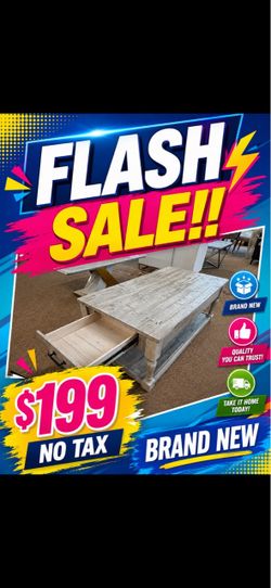 Rustic Whitewashed Wood Coffee Table with Drawer