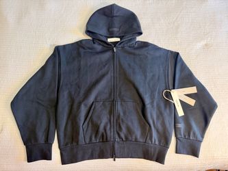 Fear of God ESSENTIALS Black Full Zip Hoodie Large L White Logo New With Tags