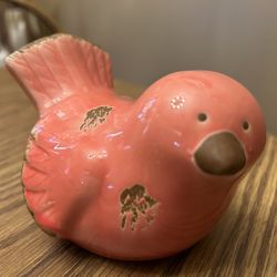 Bird - ceramic - salmon color - 5" 