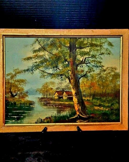Vintage Oil On Canvas Landscape Painting Signed by Artist Framed 17.5"×13.5" Check My Other Listings. 