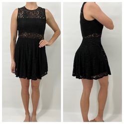 Lulus Black Lace Fit and Flare Sleeveless Mini Dress Women's Medium