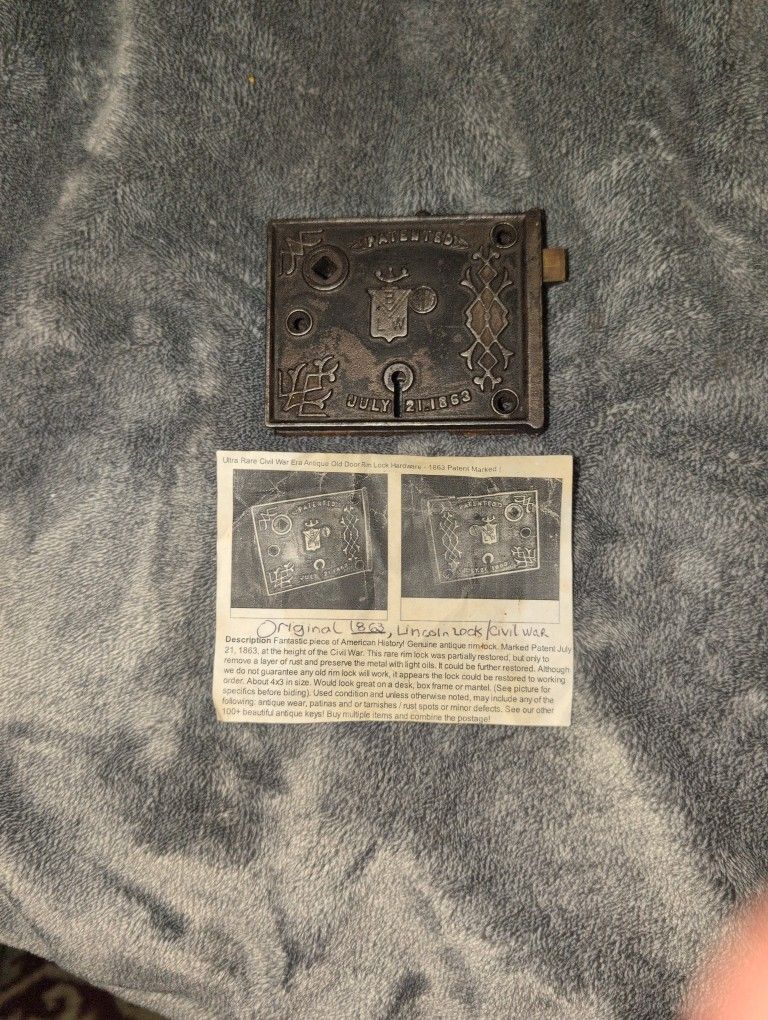 Rare 1863 Historical Lincoln Lock - No Key