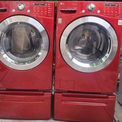 LG SET WASHER AND GAS DRYER WITH STEAM WORKING PERFECT 