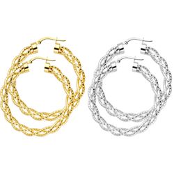 Beautiful 3mm twisted hoop earrings 14K REAL YELLOW, WHITE GOLD. Description⬇️