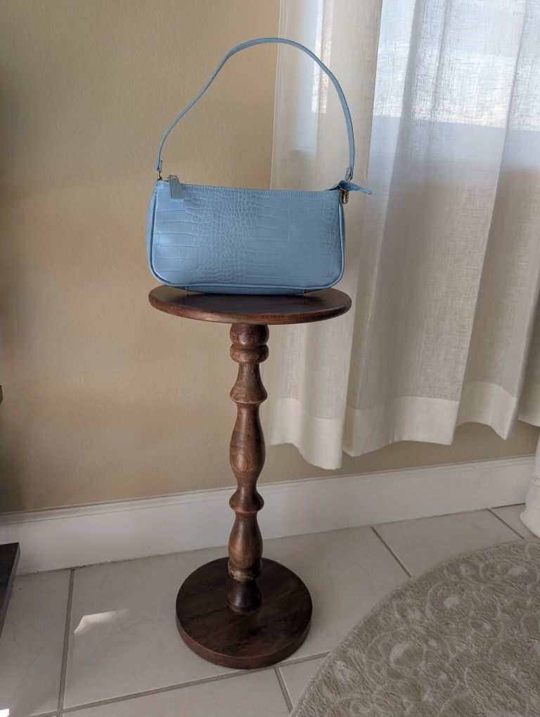 Cornflower Blue Faux Leather Shoulder Bag