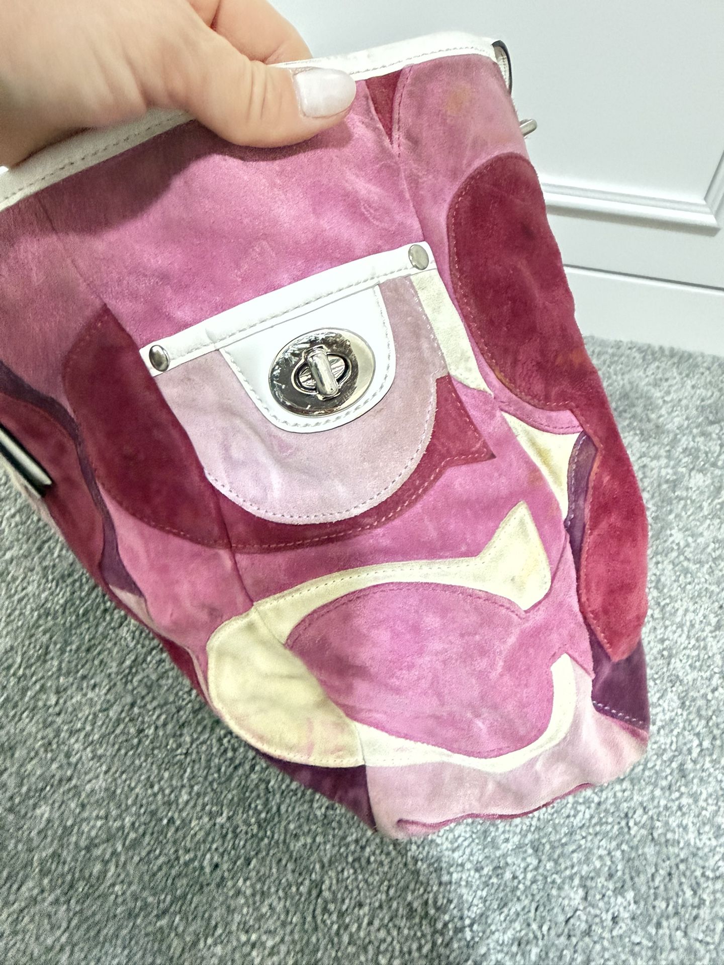 Coach Limited Edition Suede Tote Multicolor Pinks
