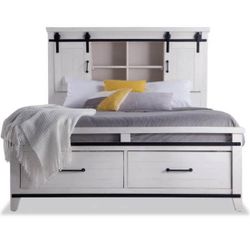 Bob’s Montana Queen White Bookcase Storage Bed