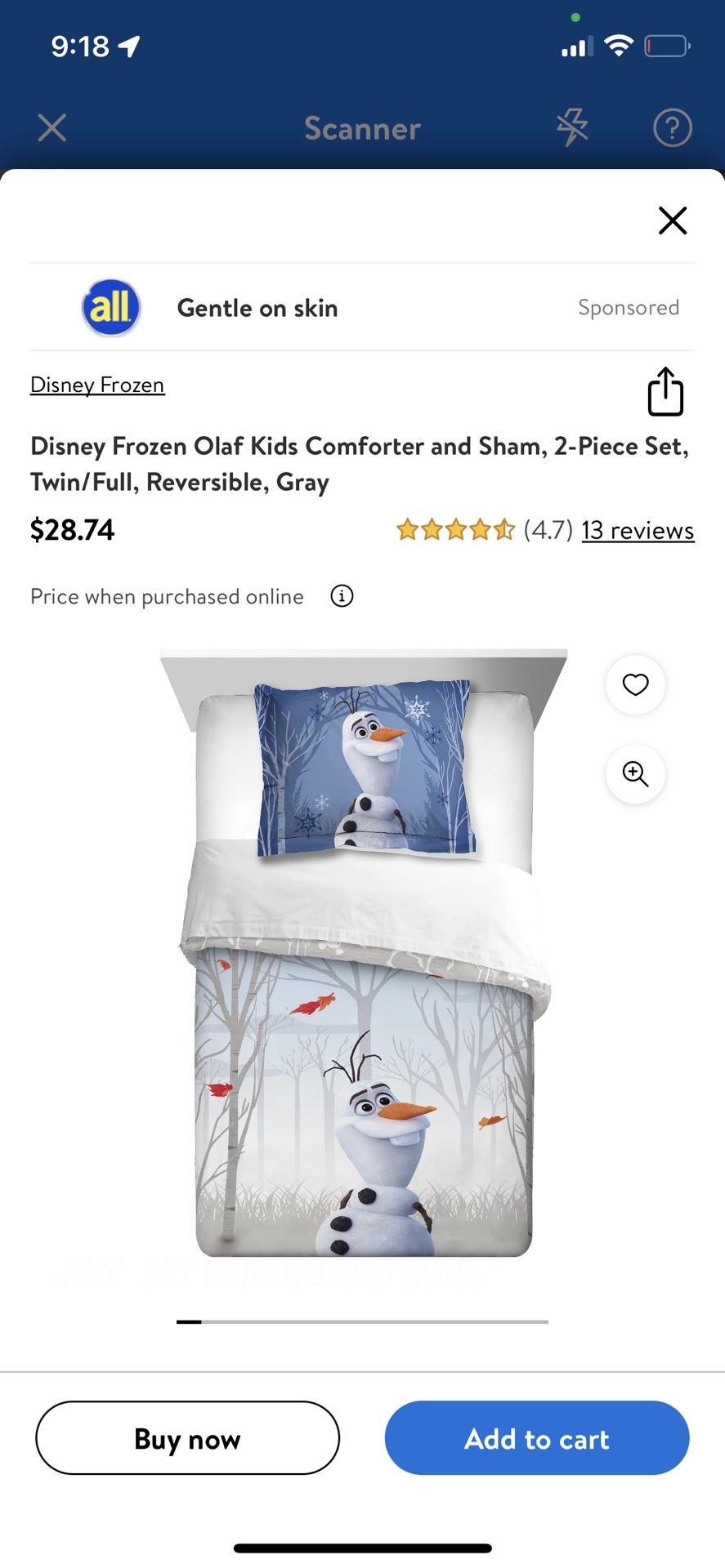 Frozen Olaf Kids Comforter