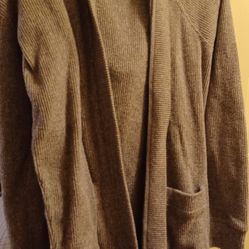 Junior Ladies Large SO Gray Cardigan Warm Sweater With Hoody And Pockets 
