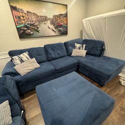 Blue Velvet Sectional 