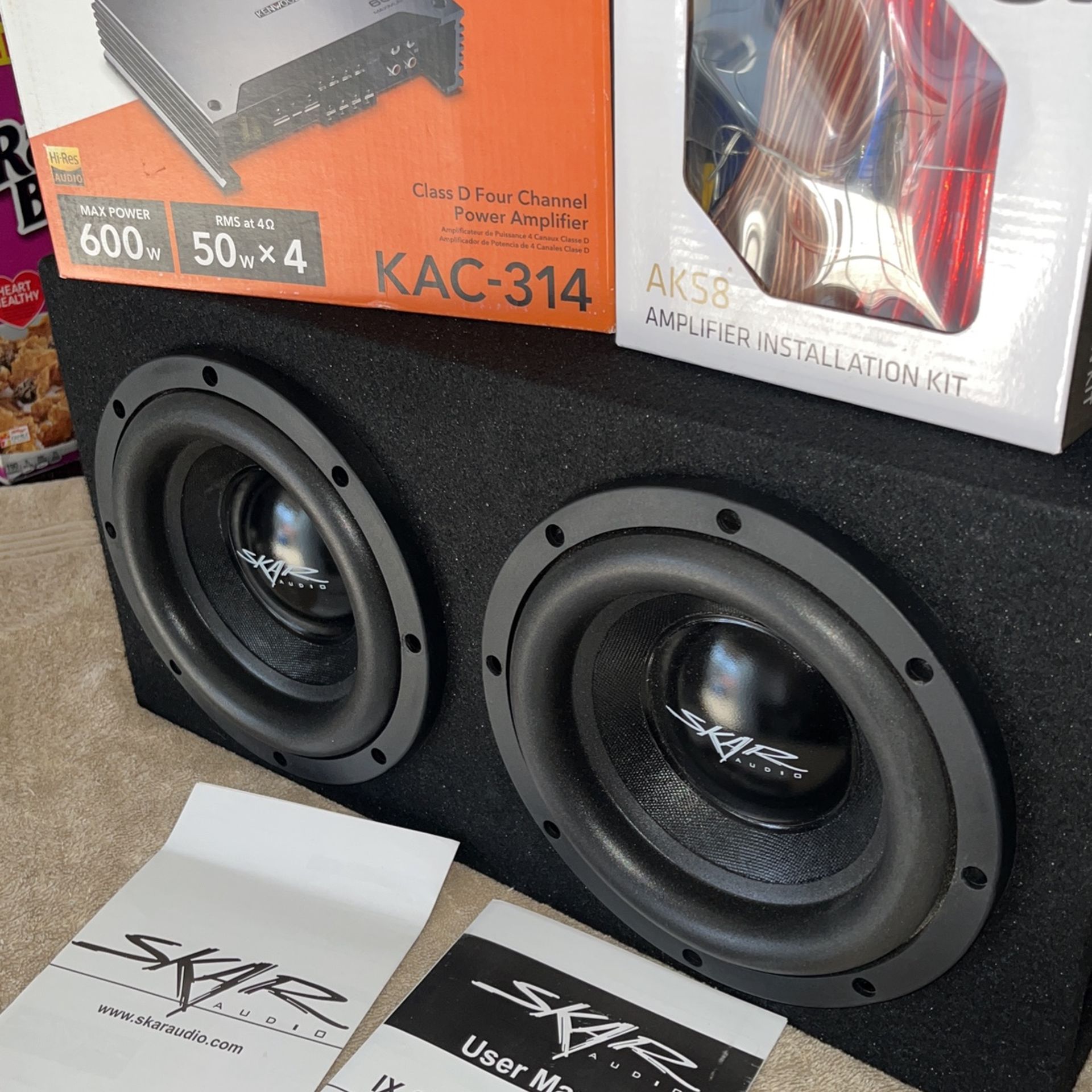 NEW (2) SKAR AUDIO IX-8 D4 8" 150 WATT MAX POWER DUAL 4 OHM CAR SUBWOOFER PACKAGE 