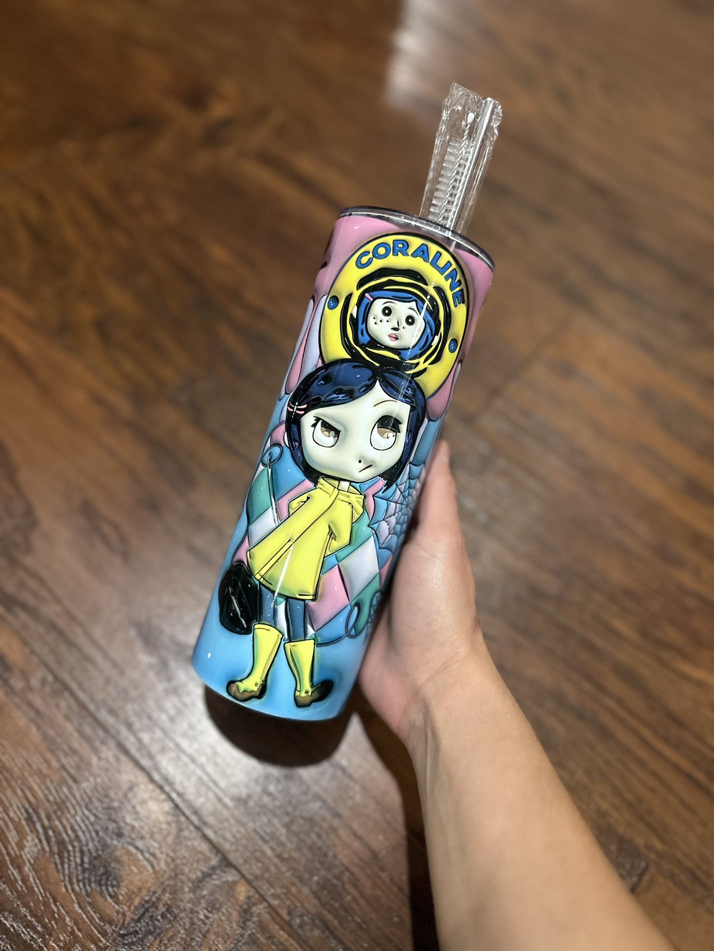 Custom 20oz Coraline Starbucks Drink Theme Design Stainless Steel Skinny Tumbler