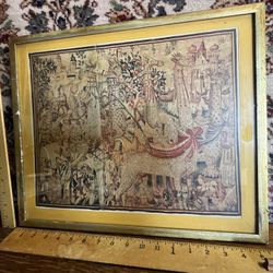 Old Persian Print In Frame Under Glass