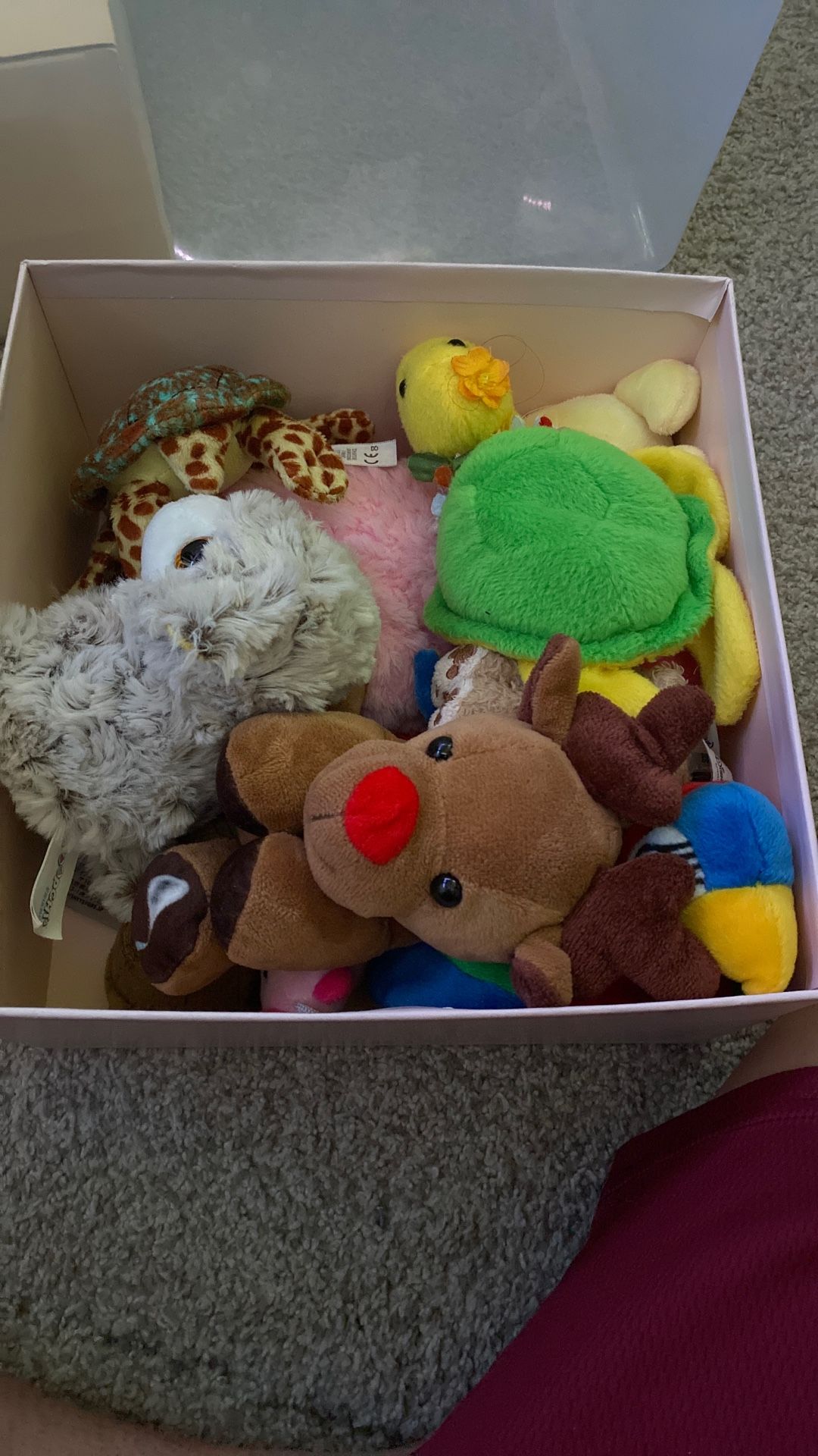 box of plushies