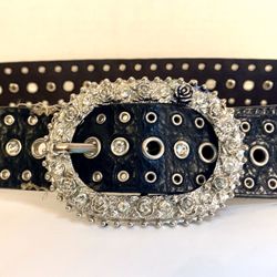 Handcrafted  Crystal  Leather Country Belt 
