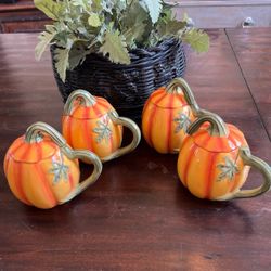 Vintage handcrafted mesa international ceramic pumpkin mug halloween decor 4