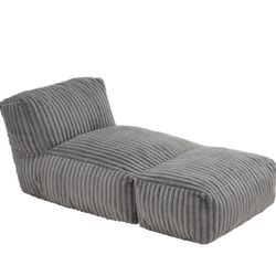 Big Bean Bag Lounger Chairs Large Beanbag Chair for Adults Bean Bag Sofa with Memory Foam Filled for Living Room, Bedroom or Balcony (Stripe Grey