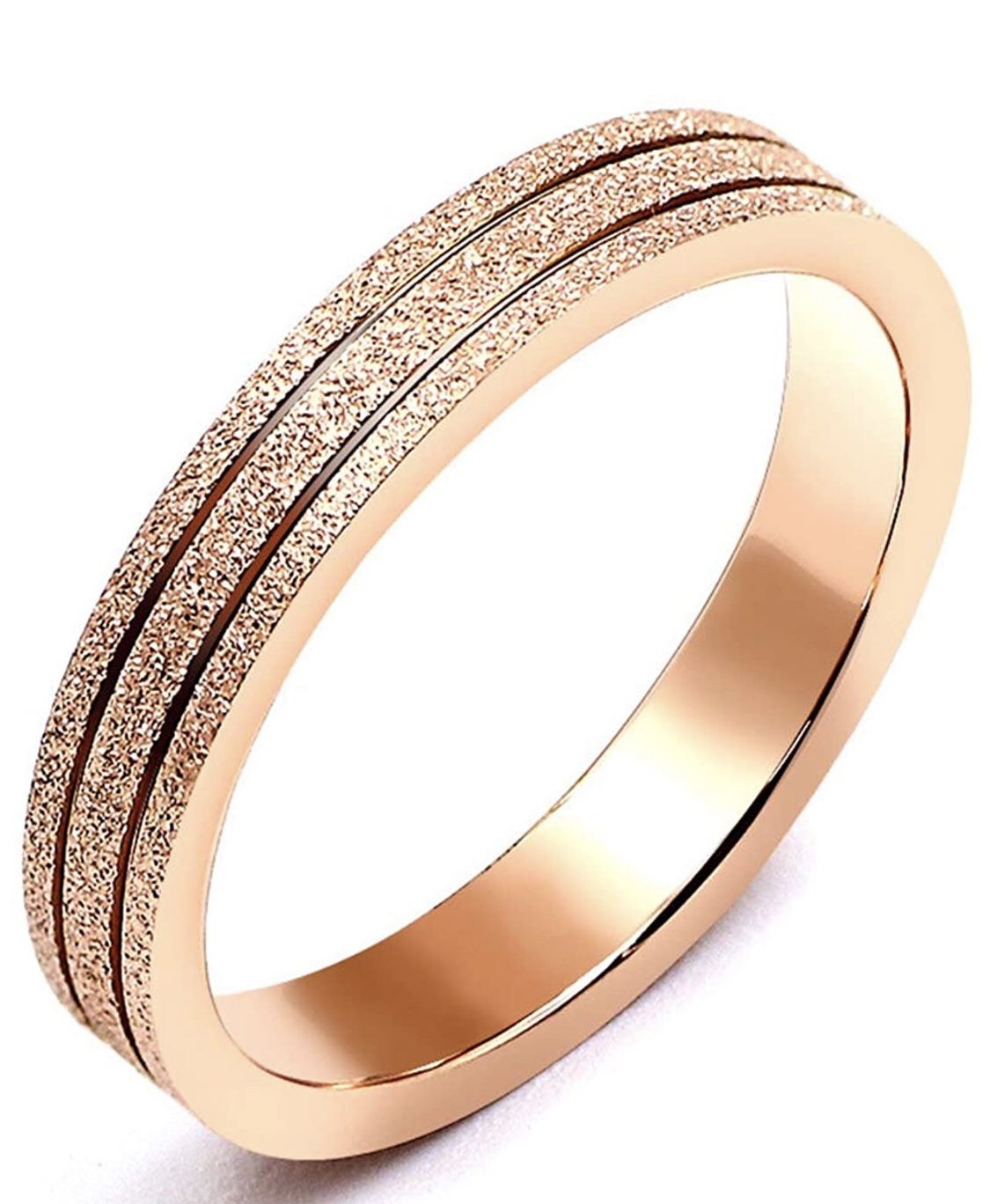 Rose Gold Tungsten Carbide Wedding Bands Ring for Men Women Stainless Steel Sandblasted size 7