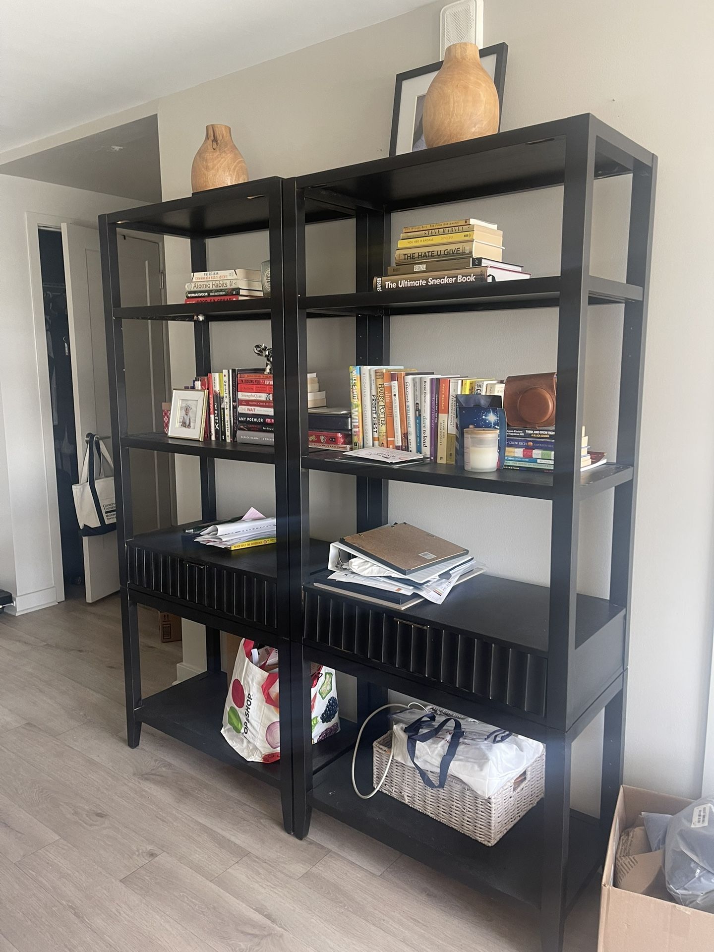 72” Studio McGee Black bookshelves