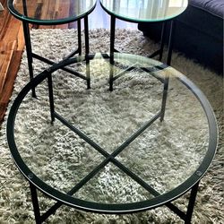 Glass Top Coffee Table + 2 end Table Set. Moving Sale!