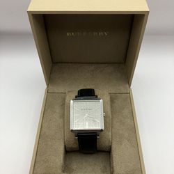 Burberry Watch Unisex BU1710 Authentic Watchbox Leather Stainless Steel Silver