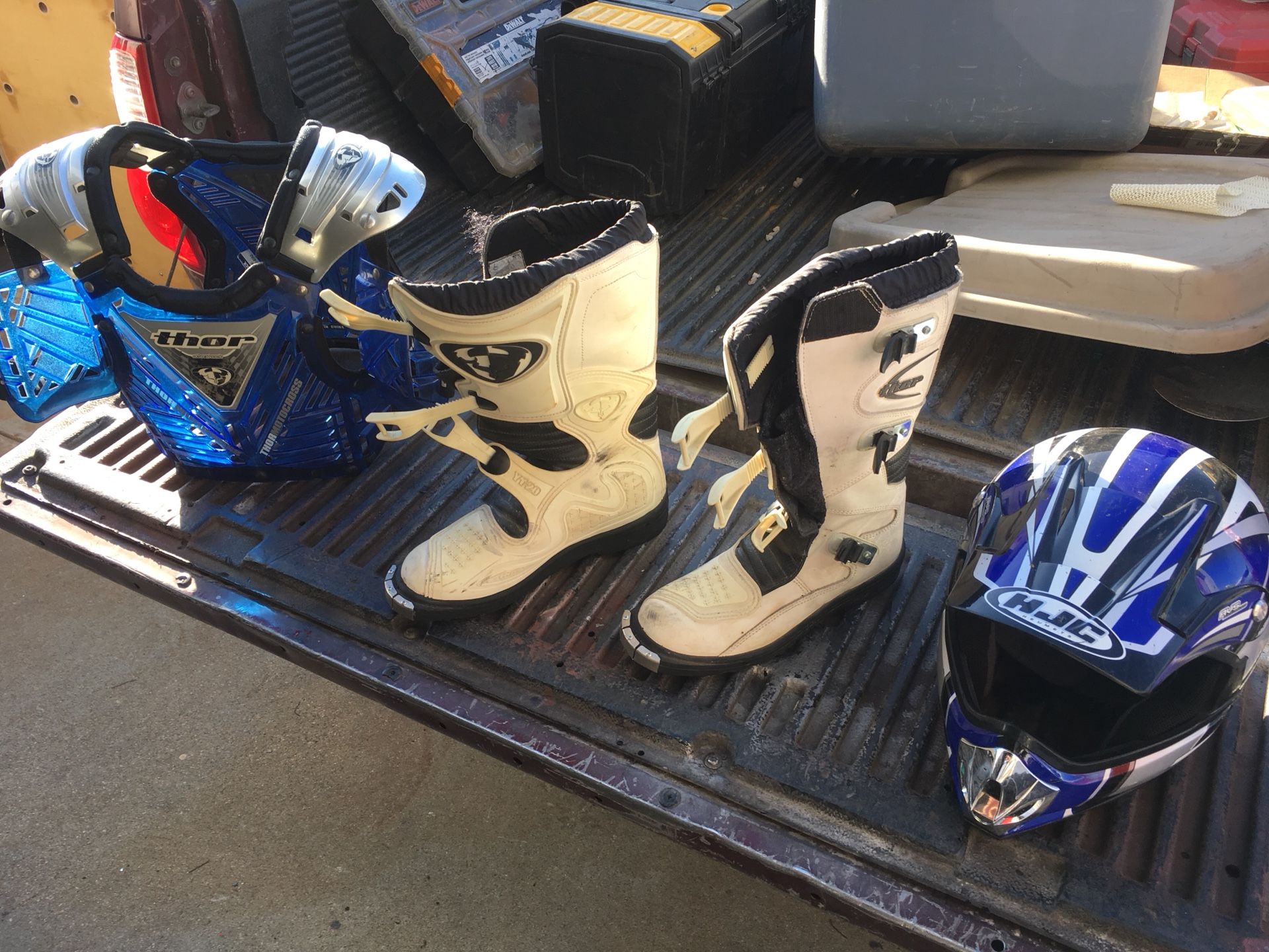 Youth Motocross Gear Thor Boots Thor Chest Guard HJC Helmet
