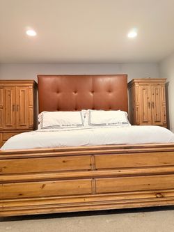King bed frame with matching drawers