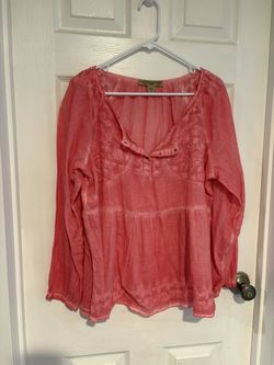 Vintage America Pink Peasant Blouse