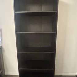 Black Five Shelf Standard Bookcase