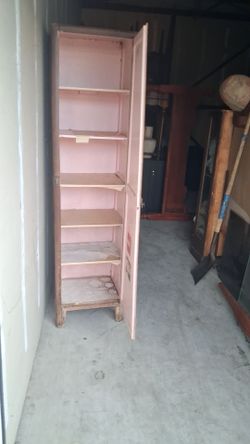 Tall Narrow Wood Storage Cabinet with Shelves