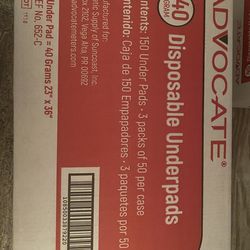 UNDERPADS, 3 boxes, 450 Underpads, 100  dollars cash only, please