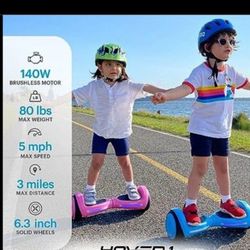 Hover-1 My First Hoverboard Electric Self Balancing Hoverboard for Kids with 5 mph Max Speed, Dual 150W Motors, 6.3” Tires, 3 Miles Max Range, and LED