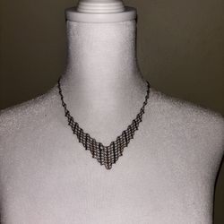 AU SIGNED 10KT/.925 STERLING SILVER SPIDERWEB MESH 16"NECKLACE