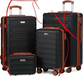 Luggage Set of 3 Expandable ABS Travel Suitcase Set TSA Lock Hardshell Durable Lightweight Traveling Luggage Sets Gift for Back to School (Black, 26in
