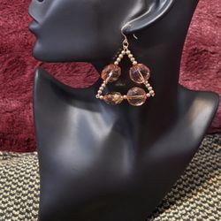 Elegant Cristal Brown Big Beads Bangles Earrings 
