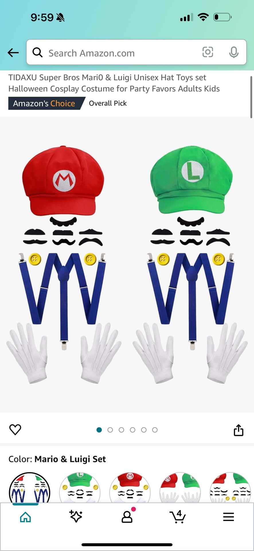 NEW Super Bros Mario & Luigi Halloween Cosplay Costume Adults Kids