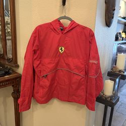 Vintage Ferrari Red 2000 Windbreaker Pullover Hooded Y2K Jacket Size XS-Unisex