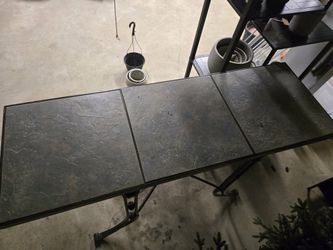 Slate Tile Top Console Table with Metal Base