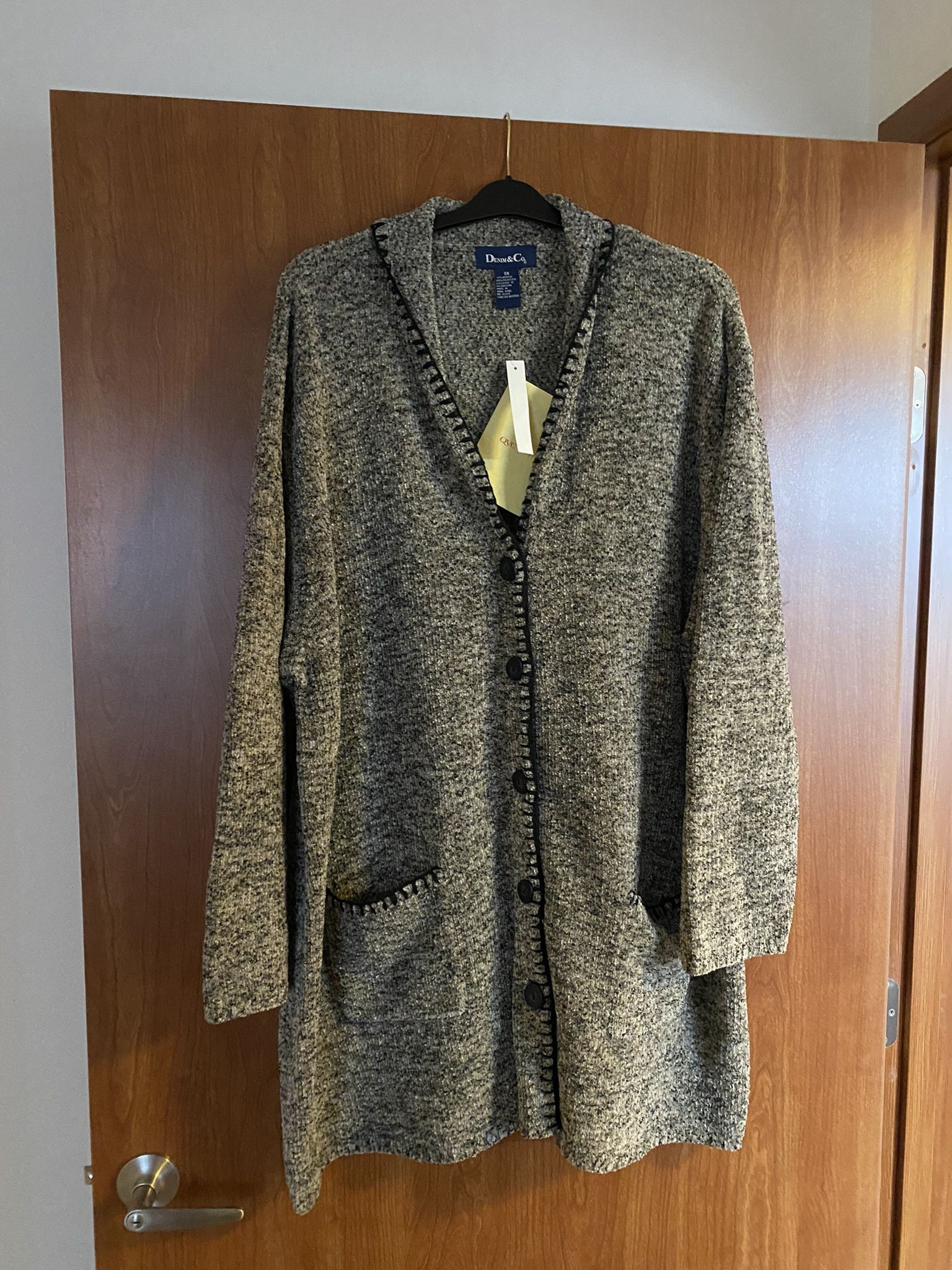 Denim & Co Long Sleeve Button Up Long Cardigan Sweater 3XL