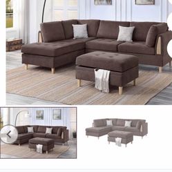 3pc SECTIONAL With Ottoman Set 