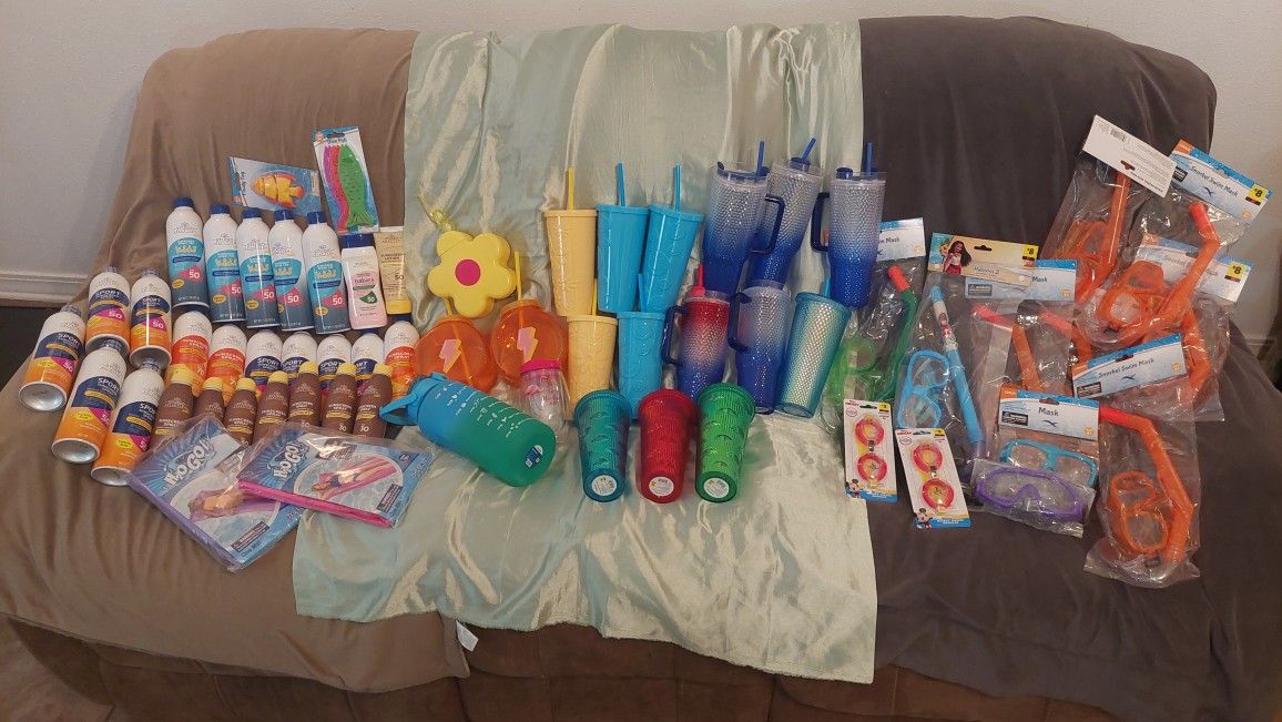 HUGE SUMMER SALE - Snorkels, Goggles, Tumblers, Sunscreen, Toys! - MSRP $200-250