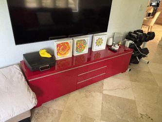 Modern High Gloss Red TV Console