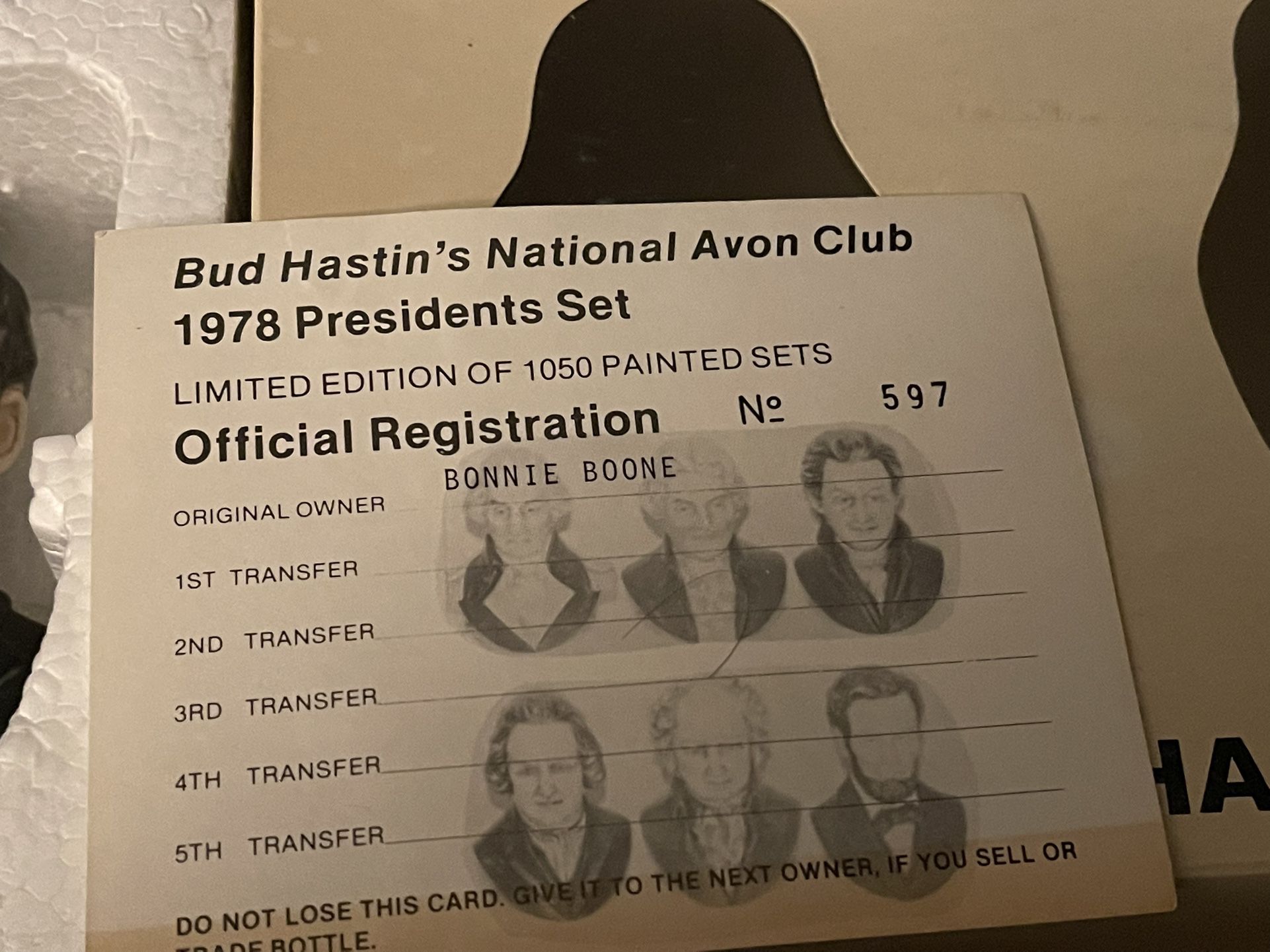 1978 Bud Hastins National Avon Club  President Series #527