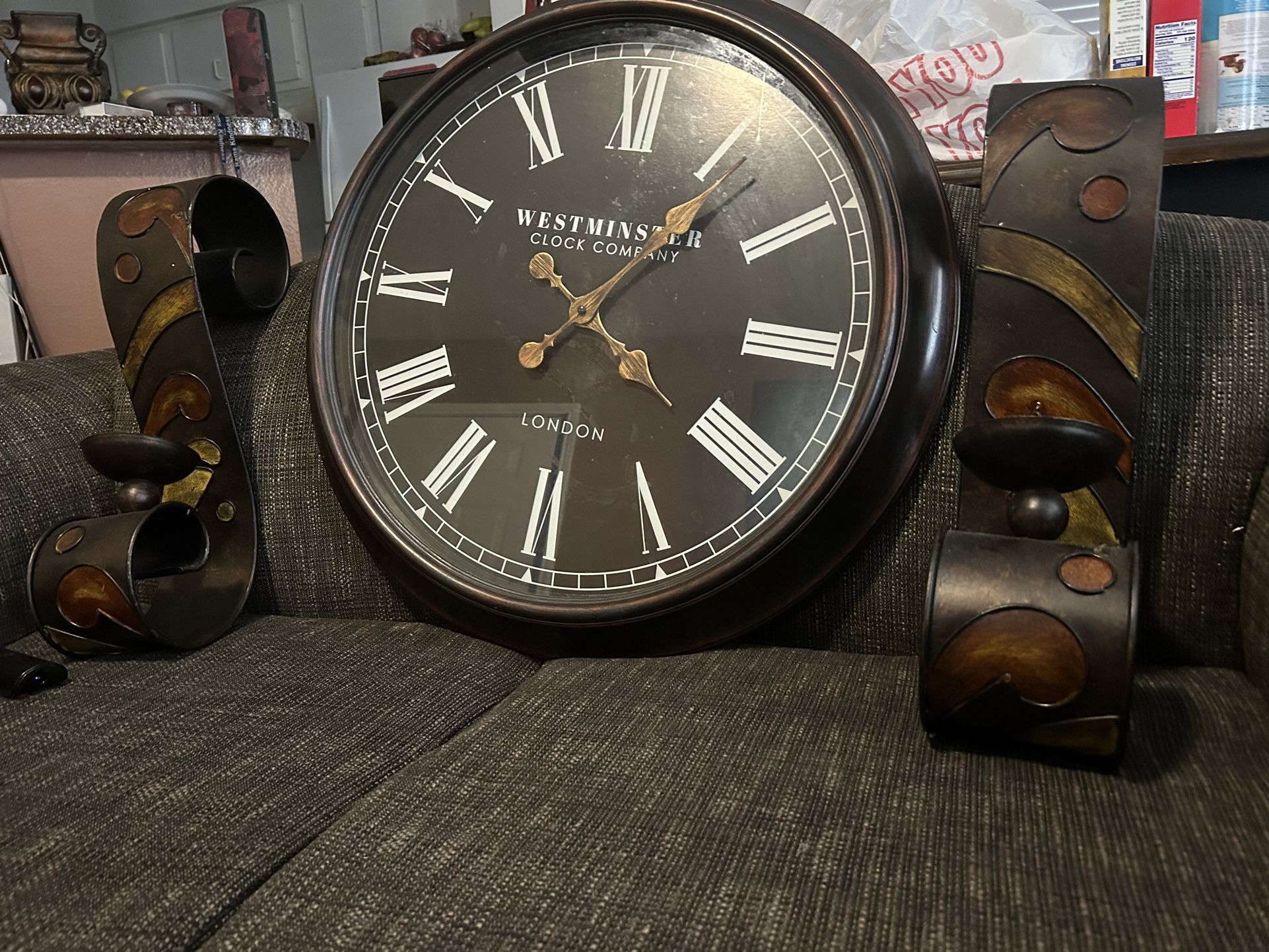 Wall Clock And Candle Holders 